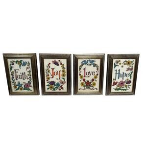 Framed Word Floral Art Flash Tattoo Set 4